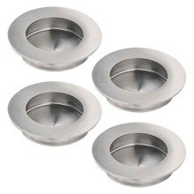 Recessed Pocket Door Pull Handles, Round Finger Flush Pulls for Sliding Closet Doors and Barn Door Hardware, Brushed 304 Stainless Steel Heavy Duty Fl