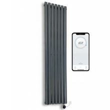 (1800mm H x 480mm W, Anthracite) WiFi Smart Electric Radiator Oval Tube Single Panel Vertical Tall Column Radiator 7 Day Programmable Timer App Compatibility