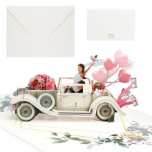 3D PopUp Wedding Card with Envelope, Handmade Greeting Card for Valentine's Day, Engagement, Anniversary, 15 x 20 cm
