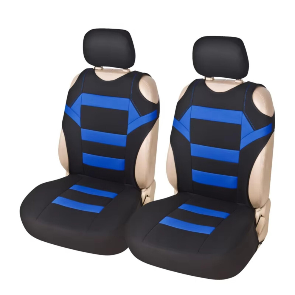 Universal Fit Front Car Seat Covers 2Pcs Set Breathable Polyester Protector Blue 9323874556765