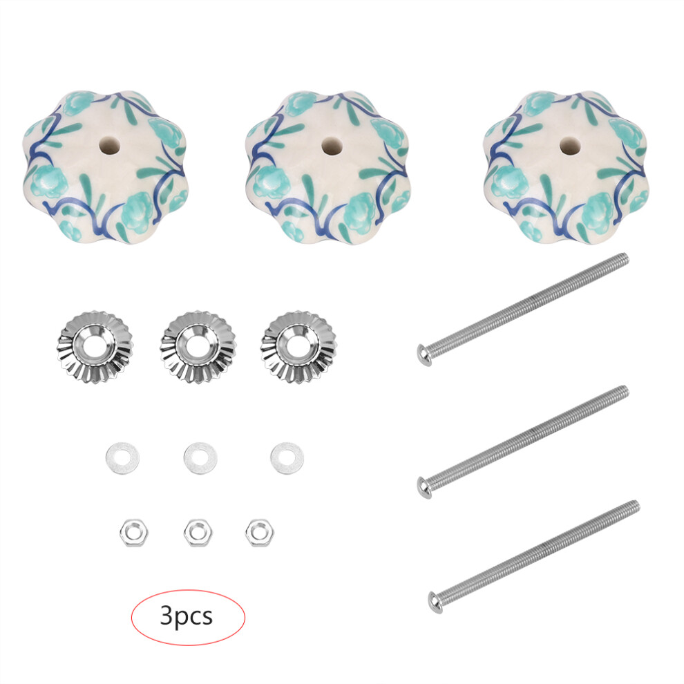 Decorative Drawer Knobs Set Handcrafted Ceramic Vintage Floral Pattern Cabinet Cupboard Handles For Furniture Dresser Wardrobe 9554910067840