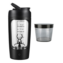 Electric Shaker Bottle 650ml Rechargeable Powder Compartment For Protein Shakes Black
