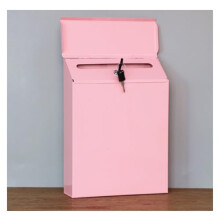 Modern metal letterbox, lockable wallmounted mailbox, comment box, payment holder, post box, letter mail, post, for outdoor use, pink, 30cm