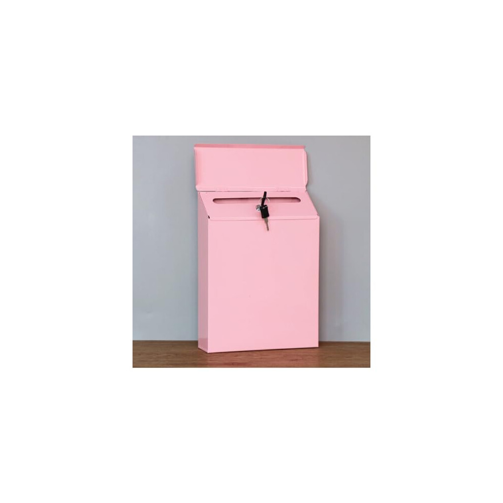 Modern Metal Letterbox, Lockable Wallmounted Mailbox, Comment Box, Payment Holder, Post Box, Letter Mail, Post, For Outdoor Use, Pink, 30Cm 9001264479336