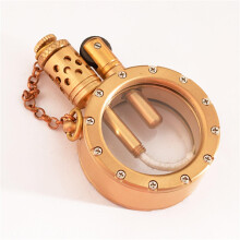 Kerosene Lighter Retro Antique Clear Glass Grinding Wheel Style Windproof Portable Refillable Gold Finish