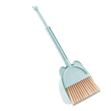 Kids Pretend Play Cleaning Set Detachable Broom Head Comfortable Grip Dustpan Blue Toddler Sized Roleplay