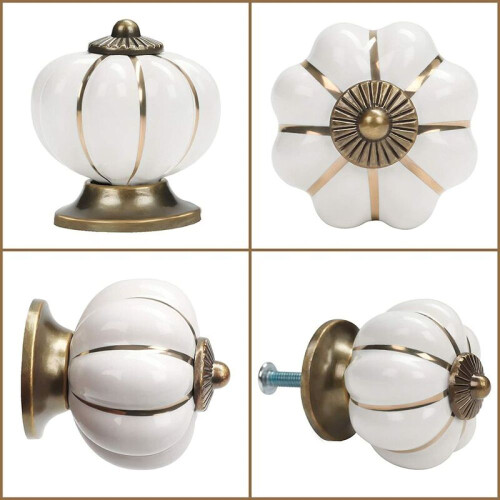 Pumpkin Drawer Handles for Cabinet Knobs, Durable Ceramic Material with Unfading Color, Glossy and Smooth Surface Finish, Ceramic Cabinet Knobs Suitab 1