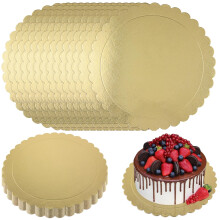 Round cake plate, 30 cm, wave edge, 2 mm thick, cake plate for weddings, birthday parties, gold, 30 cm, 25 pieces