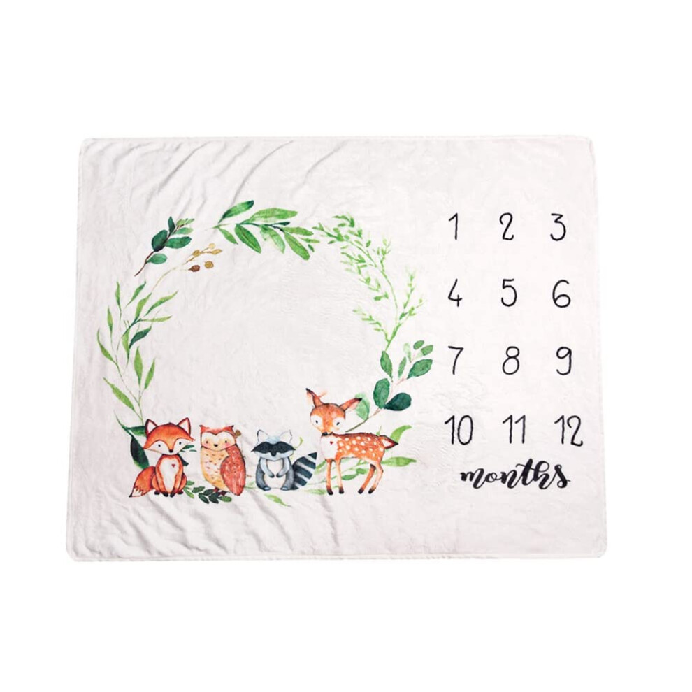 Baby Milestone Blanket Newborn Monthly Bear Pattern Soft Fleece Photo Blanket 100x75cm