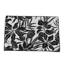 Placemats Set Of 4 30x45cm Polyester Cotton Thick Fabric Black Floral Table Mats