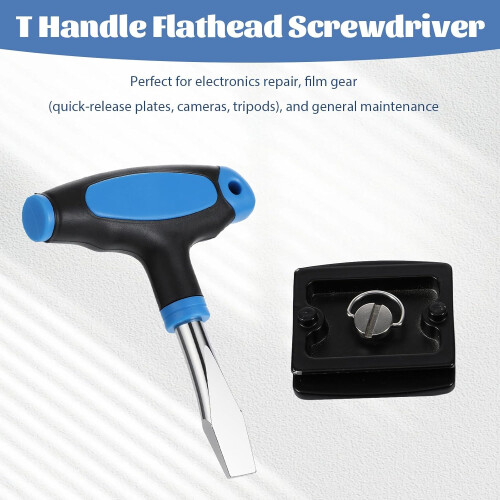 10mm T Handle Flat Head Screwdriver  Ergonomic Grip Slotted Screwdriver for QuickRelease Plate, Camera Tripod 2
