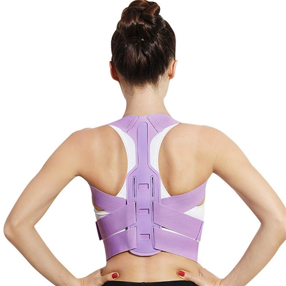 Purple Support Belt Adjustable Back Posture Corrector, Clavicle & Shoulder Lumbar Spine Support, Small