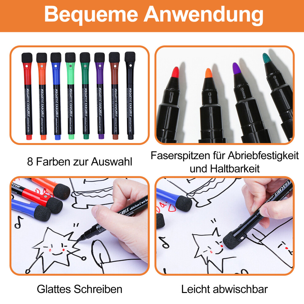 Fine Tip Dry Erase Markers, Vibrant Colors Quick-Drying Non-Toxic Ink Markers For Classrooms, Magnetic Dry Erase Markers With Eraser For Office School 9454554977898