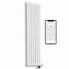 (1600mm H x 420mm W, White) WiFi Smart Electric Radiator Oval Tube Single Panel Vertical Tall Column Radiator 7 Day Programmable Timer App Compatibility