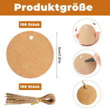 Geschenkanhänger für vielseitige Verwendung, tintenundurchlässiges, rundes, dickes Kraftpapier, 350 g/m², importiertes Material für glattes