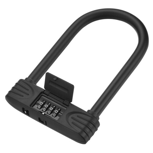 Antivol de vélo compact, en forme de U, avec combinaison réinitialisable pour une sécurité optimale.