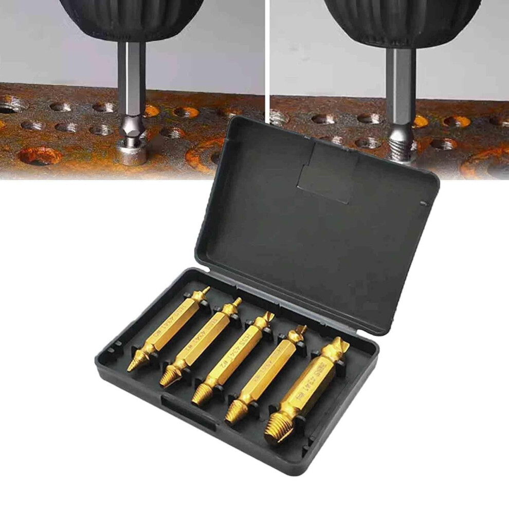 Screw Extractor Kit: Damaged Screw, Stripped Nuts & Bolts, Titanium Coated Double Head Set, Rusty Hardware 9001264483074