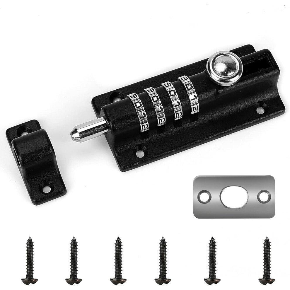 Recodeable Lock For Indoor Outdoor Applications, Combination Bolt With High Security 4 Digit Pin Code, Durable Metal Construction Rust Resistant Coati 9554910080030