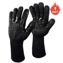 Gants de barbecue antidérapants en silicone, résistants à la chaleur jusqu'à 800 C (1472 F), taille universelle, pour la cuisine, la