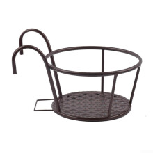 Stable metal hanging flower shelf for balcony, design for creative plant arrangements (Copper)