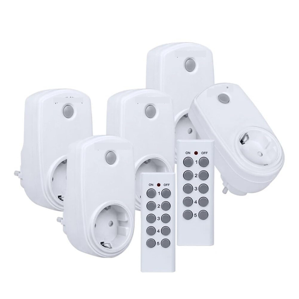 Wireless Remote Control Socket Plug Light Switch Eu Plug (110V250v, 5 Sockets 2 Remotes) 9119770325419
