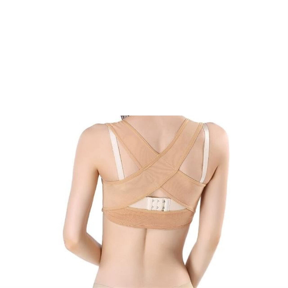 Back Corrector Women Chest Posture Corrector Belt Invisible Body Shaper Corset Vest Shoulder Support Brace Nude XL