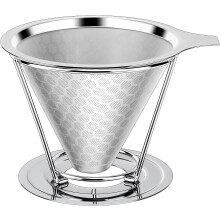 Wiederverwendbarer Edelstahl-Kaffeefilter zum Aufbrühen, sicheres Design mit griffigem Silikon für umweltfreundliches Brühen