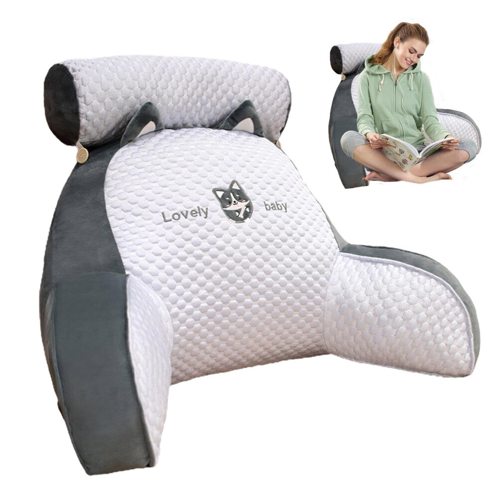 Back Rests for Sitting In Bed, Reading Bed Pillow, Detachable Neck Support and Arm Rests for Reading, TV, Gaming