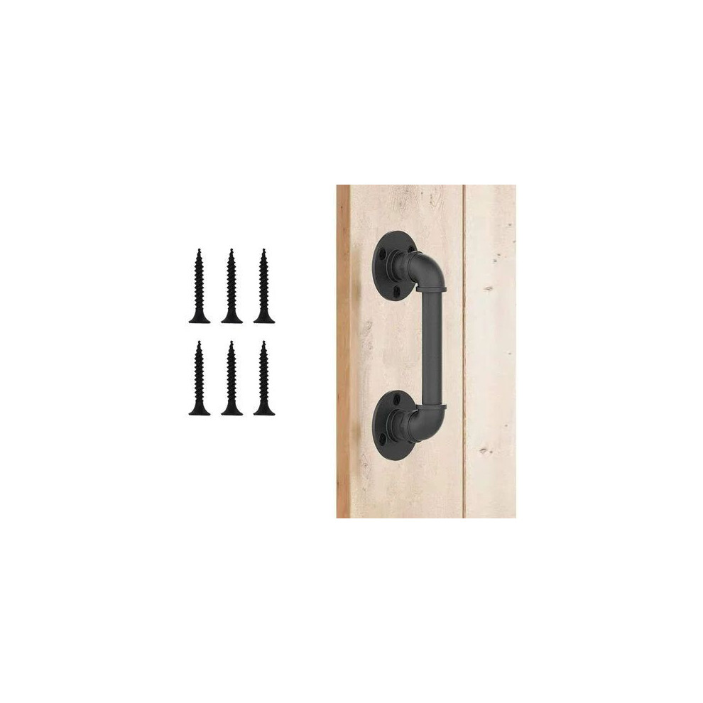 Steampunk Barn Door Handle With Grab Bar For Bathroom Functionality, Adjustable Towel Bar Alternative, Rustic Cast Iron Handrail With Vintage Simplici 9554910095089