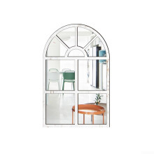 Artistic Wall Sticker Wooden Frame Acrylic Mirror White, Easy Install For Living Room And Bedroom Decor