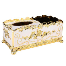 Elegante metalen acryl tissueboxhoes, servethouders in vintage stijl met creatieve reliëfrozen, voor decoratie in huis, café of hotel.