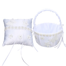 Elegante accessorio da matrimonio, cuscino portafedi dal design classico con fiori ricamati e perle, perfetto per matrimoni, cerimonie di laurea,
