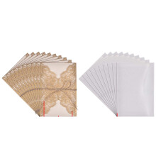 Europeanstyle wedding invitation cards, elegant, delicately carved, lace, including covers and blank inserts (gold/white).