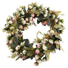 Ghirlanda primaverile realizzata a mano, perfetta decorazione di benvenuto per la casa, fiori di seta naturali e realistici, vibranti, diametro 30 cm