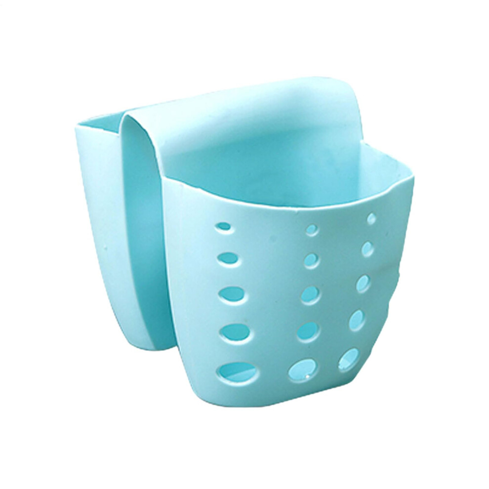 Sponge Holder For Sink 12.3X10.5x9cm, Flexible Saddle Organizer, Drain Holes Mesh Basket, Drying Rack, Blue 9339159792797