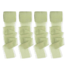 Grünes, seidiges Chiffonband, 40 mm x 5 m, handgefertigtes Fransen-Chiffonband für Hochzeitseinladungen, Brautsträuße, Dekorationen und