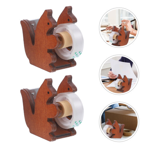 2Pièces Distributeur Ruban Adhésif Compact Bois Design 2