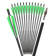 16/17/18/20/22 Inch Carbon Fiber Crossbow Bolts with 4 Inch Vanes and Replaceable Arrowheads, 17 Inch Green (6Pack)
