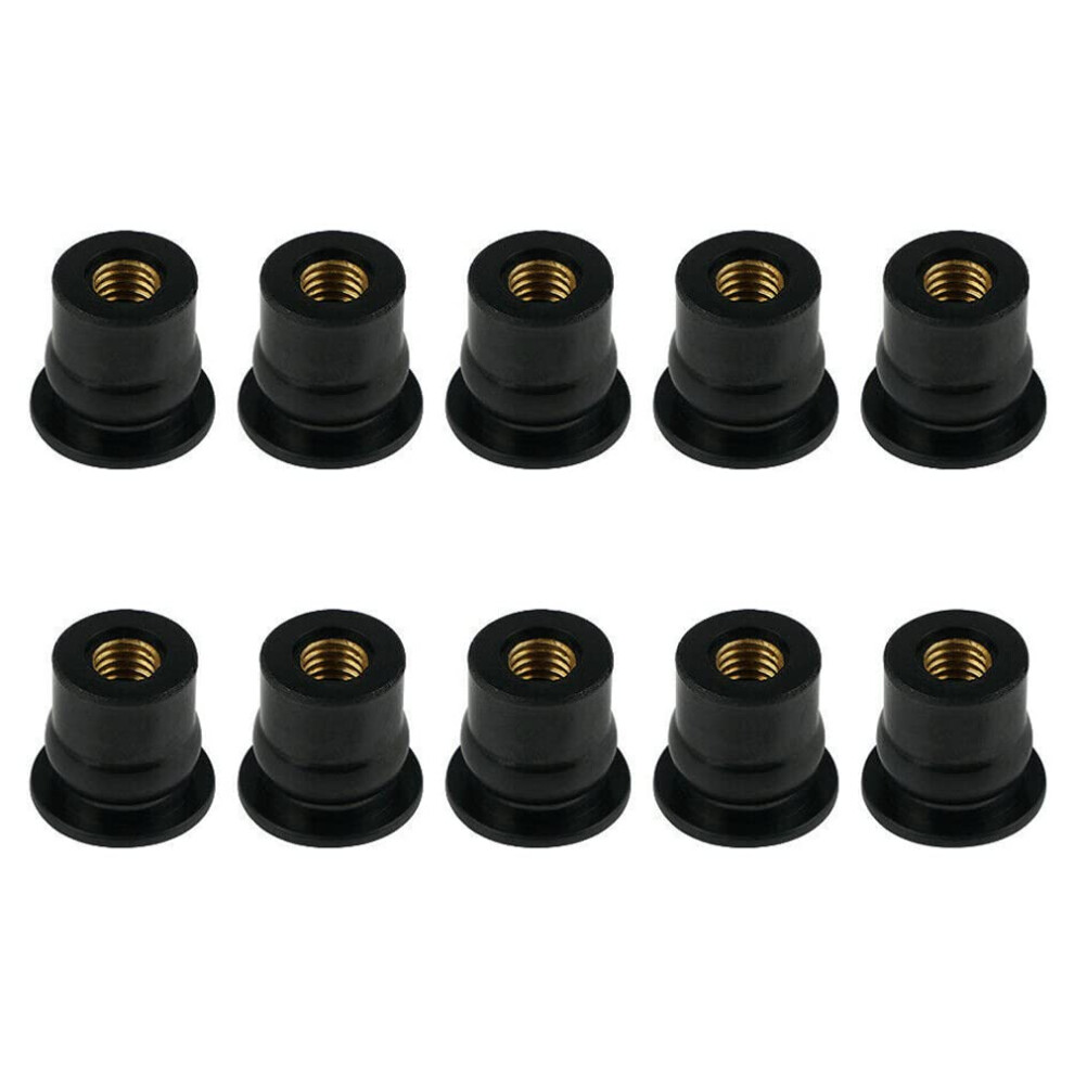 10 X M4/M5/M6 Windshield Bolt, Rubber Nuts With Brass Insert, Windshield Nut For Motorcycle Atv Convex Type M6 9001264488994