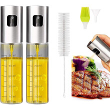 Unverzichtbares Küchengerät: Ölsprüher zum Kochen mit Glasflasche und Edelstahldüse, Heißluftfritteusen-Sprühgerät für gesundes Sprühen,