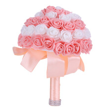 Decorazioni per la festa nuziale, bouquet da sposa artificiali resistenti, bouquet di rose in raso fatto a mano, mazzo di fiori di ispirazione