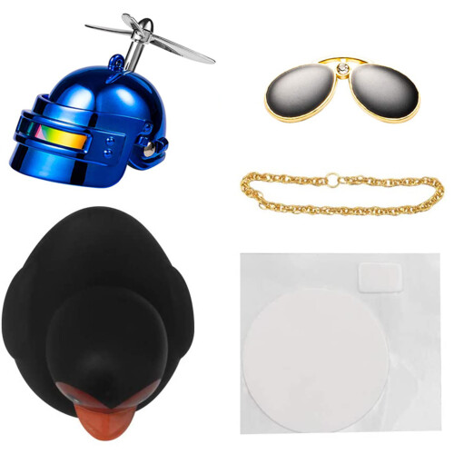 Kleine schwarze Ente mit Helm, 1