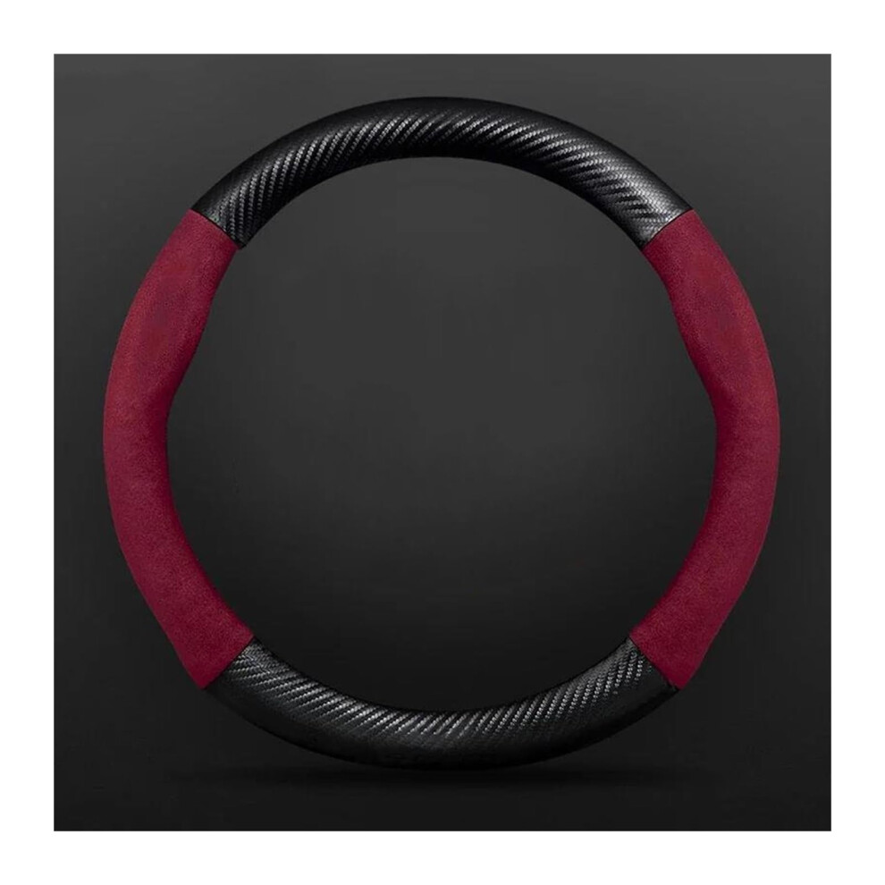 Carbon Fiber Steering Wheel Cover 38Cm Antislip Heat Resistant For Skoda Fabia Mk1 Mk2 Mk3 Red 9001264492793