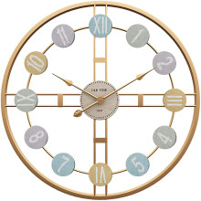 Garden Clock Weatherproof Outdoor 50cm Round Ferris Wheel Clock Quartz Wall Clock Mute Retro Outdoor Decoration