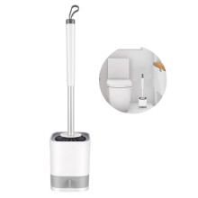 WC-Bürste mit Griff und Pinzette, verdeckte Bürste mit automatischer Halterung fürs Badezimmer, Ersatzbürstenkopf und Schmutzfangscheibe,