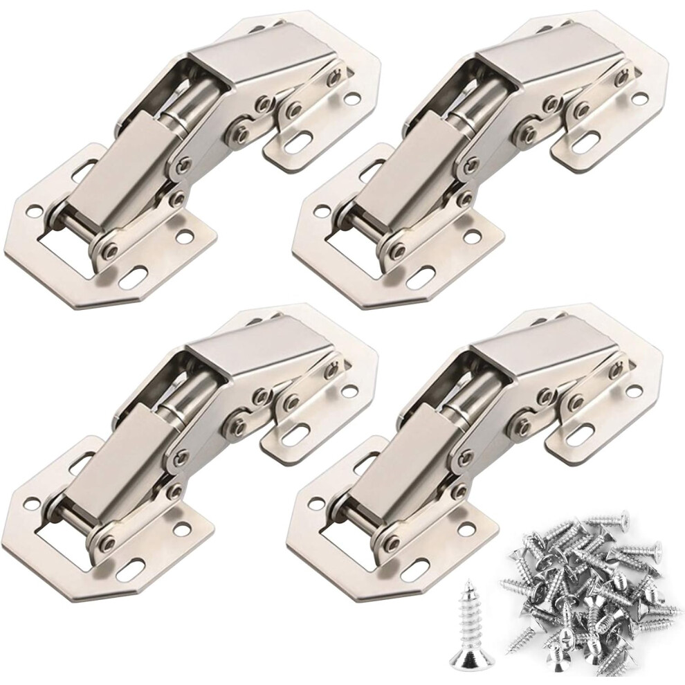 Cold Rolled Steel Non-Mortise Concealed Hinge, Satin Nickel Finish Self Close Hidden Hinges For Cabinets (4Pcs) 9554910110287