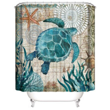Rideau de douche à décor océanique, tissu à thème plage offrant un spectacle vibrant de créatures marines pour la salle de bain ou la chambre,