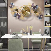 Ginkgo Leaf Modern Metal Wall Clock Gold 38.5 Inch Silent Non Ticking Handmade Living Room Decor
