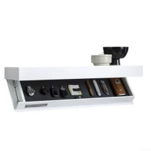 Floating Shelf White WoodColor Compartment Concealed Storage, Modern Design, WallMounted Shelf For Home Decor