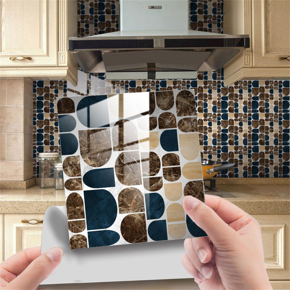Tile Stickers Selfadhesive Waterproof Oilproof Pvc 20X20cm Brown Marble 10Pack Kitchen Bathroom Wall Panels 9339159794364